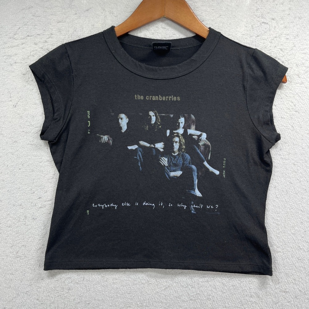 Day The Cranberries Crop Top Womens Small Black Band Tee Graphic Streetwear 90s